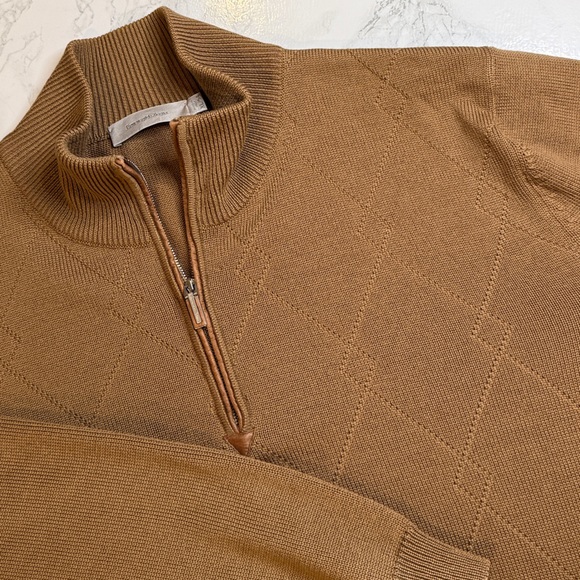 Ermenegildo Zegna Brown 100% Lana Wool 1/4 Zip Luxury Sweater Made in Italy 54